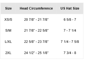 US Hat Sizing Chart